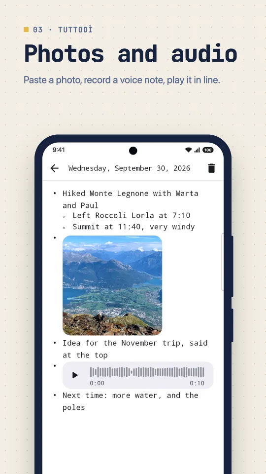 Tuttodì photos and voice notes